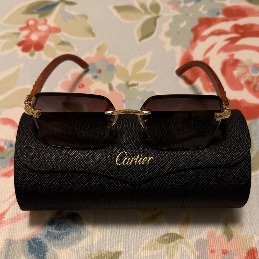Cartier Gold and Brown Sunglasses